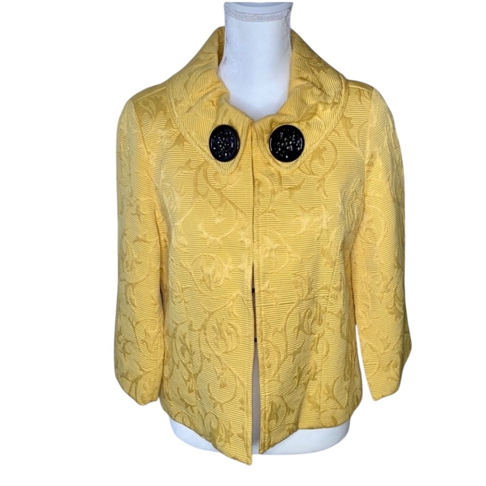 Trenz By Theresa Renz Vintage Mob Wife Yellow Textured Jacket/Blazer Size M